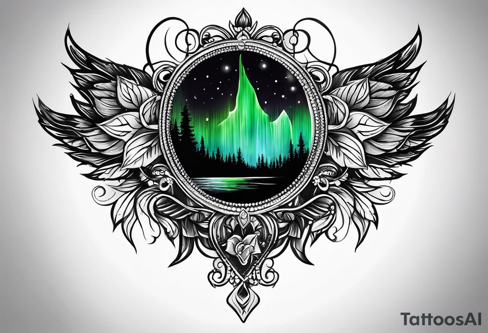 northern lights pendant tattoo idea