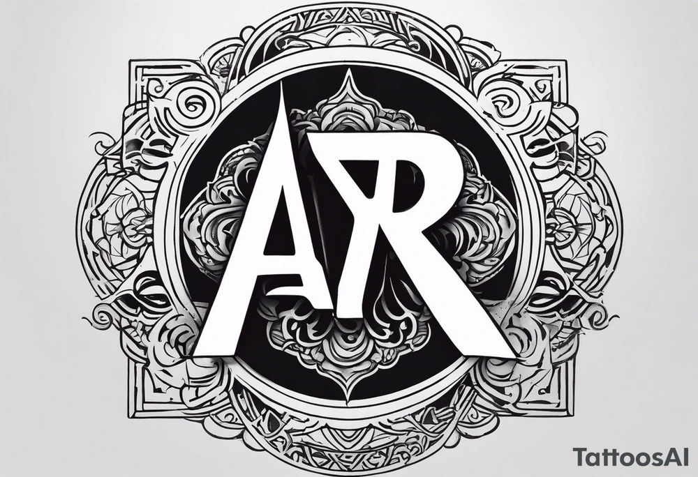 the letters A R in the middle of a ninja headband tattoo idea