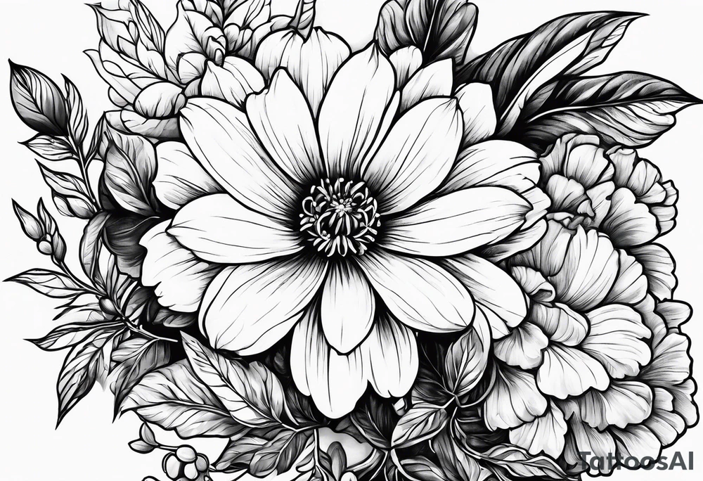 Birth Month Flowers
January, February, March, May, August tattoo idea