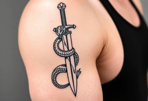 a snake crawl on a sword. tattoo idea