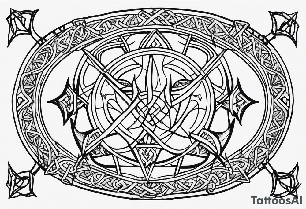 Make a viking shest tattoo dat cover the howl chest use symbol the triple horns and the symbol web of wyrd tattoo idea