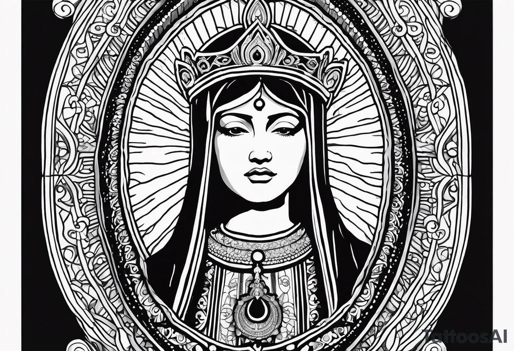 “Totus tuus”
with image of Our Lady of Aparecida outline tattoo idea