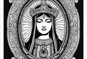 “Totus tuus”
with image of Our Lady of Aparecida outline tattoo idea