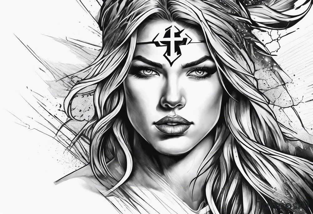 Lightning bolt with a cross tattoo idea