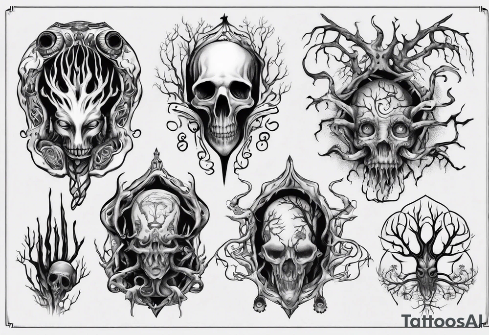 lovecraft them
with tree tattoo idea