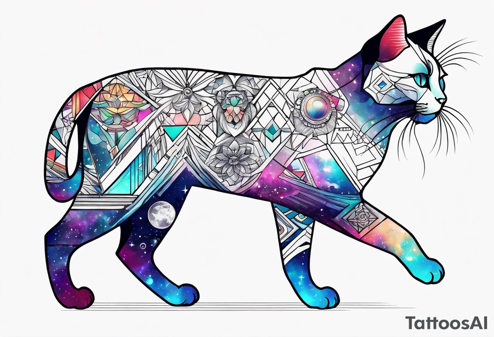 cosmic cat tattoo idea