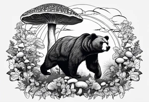 Magic mushrooms bear tattoo idea