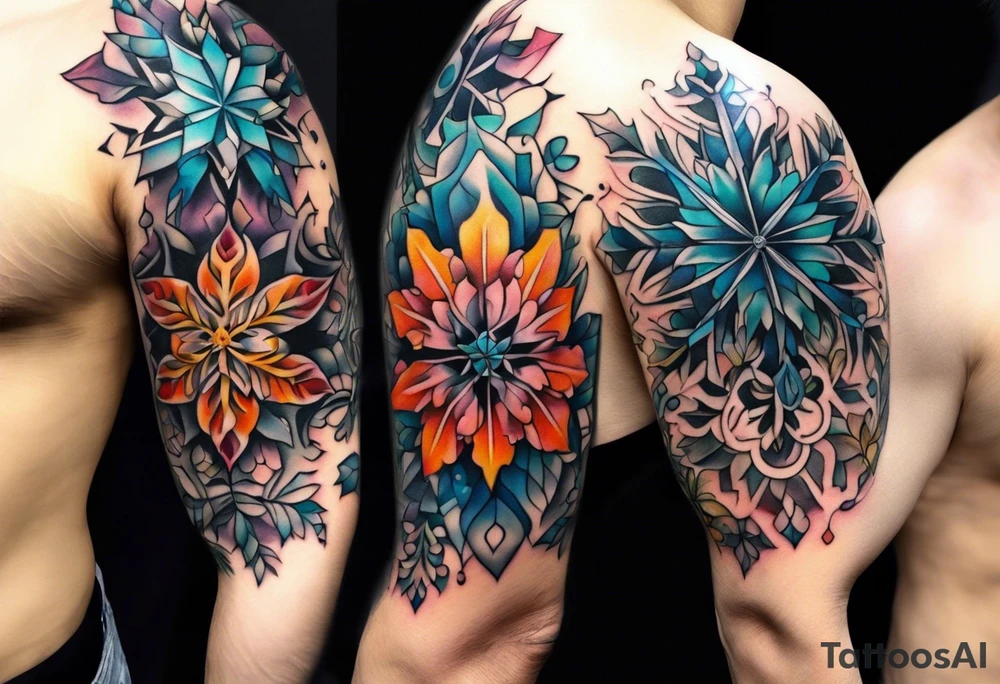 snowflake , flower tattoo idea