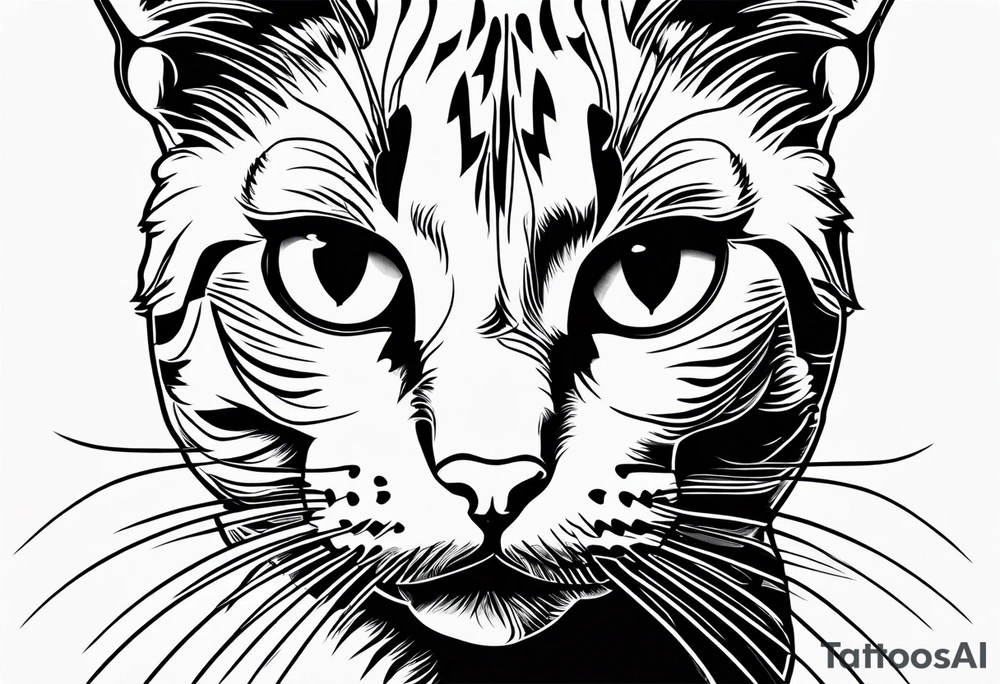 face of a cat, facing left, small tattoo idea
