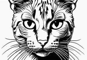 face of a cat, facing left, small tattoo idea