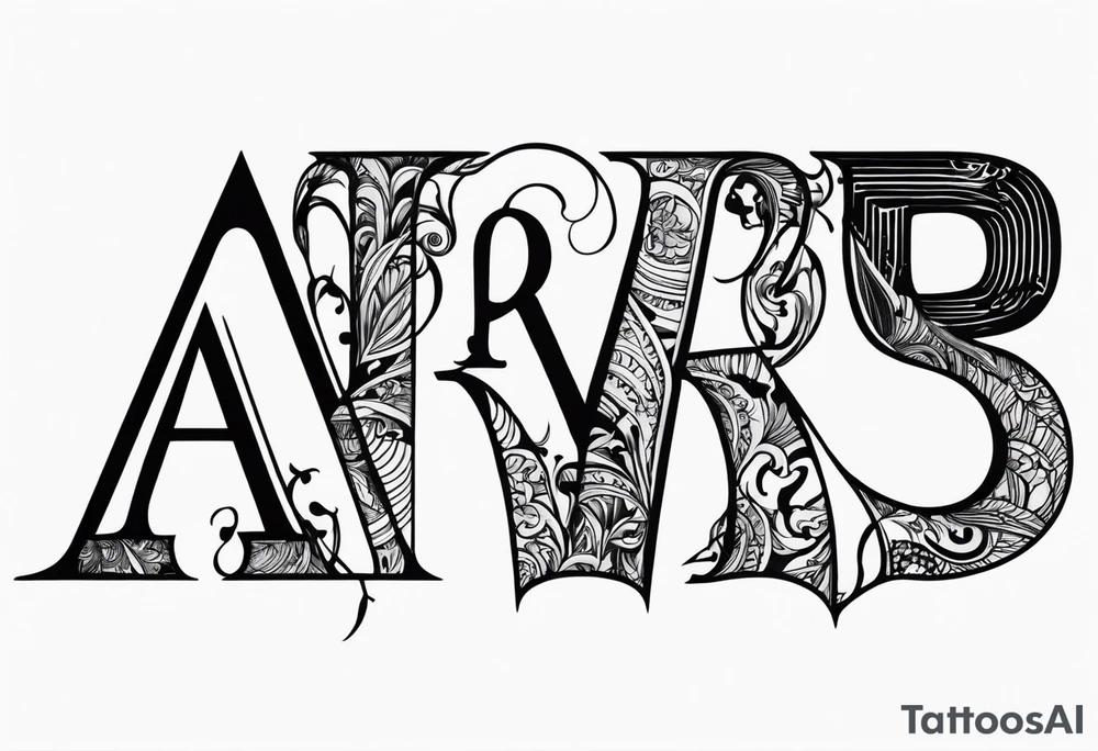 The letters AR together with the words always ready going down the side of the letters tattoo idea
