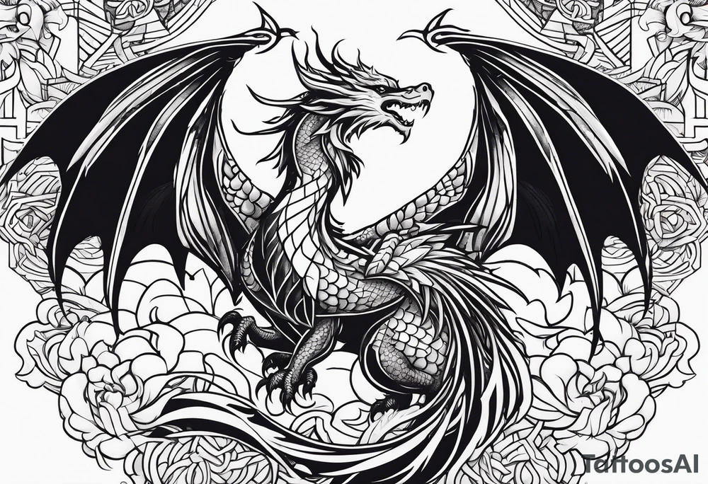 Dragon and phoenix tattoo idea
