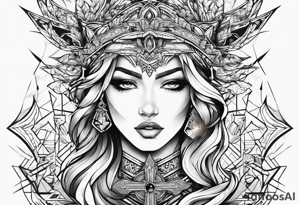 Lightning coming from cross tattoo idea