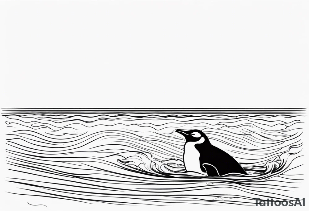 penguin swimming in water tattoo idea