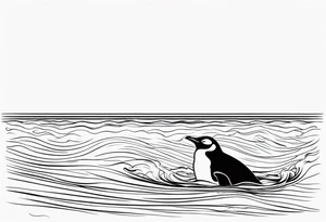 penguin swimming in water tattoo idea