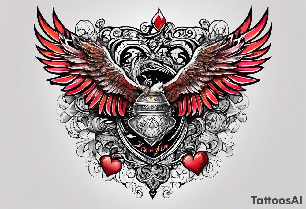 band for around an arm, incorporating the word love, a gryffin tattoo idea