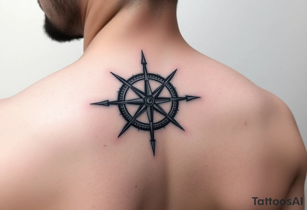 Compass for side of neck tattoo idea