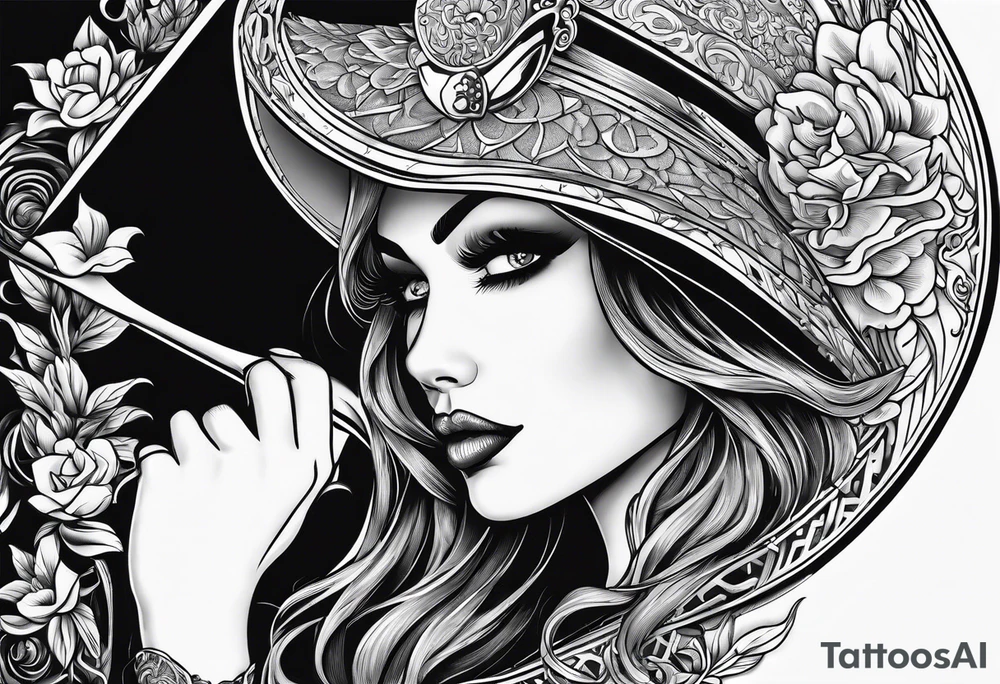 Shadow cloak protecting beautiful dagger tattoo idea