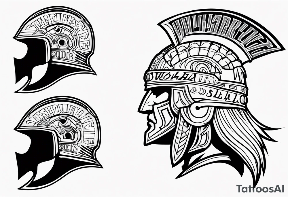Valhalla  warrior soldier helmet tattoo idea