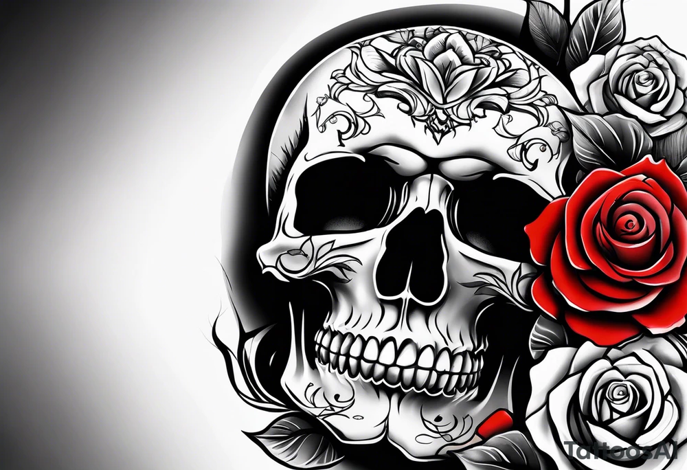 skull and roses tattoo idea