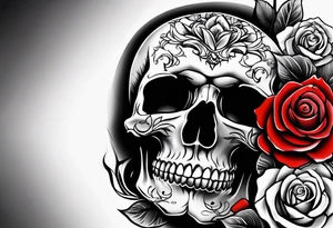 skull and roses tattoo idea