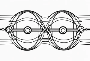 armband tattoo, masculine, narrow, horizontal with atoms chain pattern tattoo idea