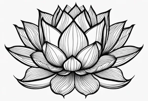 a masculine line drawing of a lotus flower with a yin yang in the flower tattoo idea