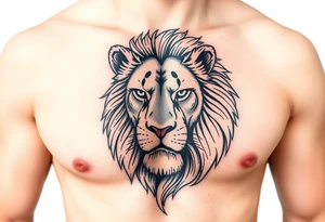 realistic
lion one one pec tattoo idea