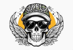 Scull wearing bandana and sunglasses 256 tattoo idea