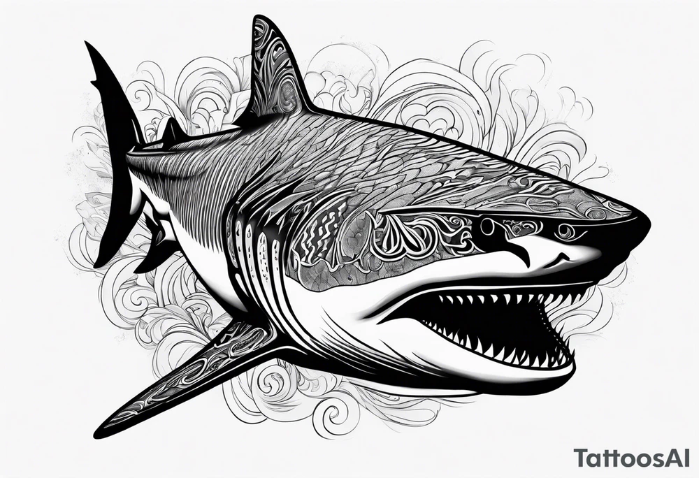 tiger shark with cool texture pattern top view tattoo idea tiger shark with cool texture pattern top view tattoo idea