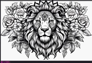 Lion, sugar skull,  flower, people shadow tattoo idea