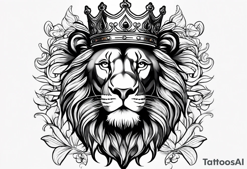 lion wearing crown tattoo idea