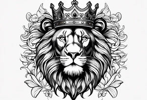 lion wearing crown tattoo idea