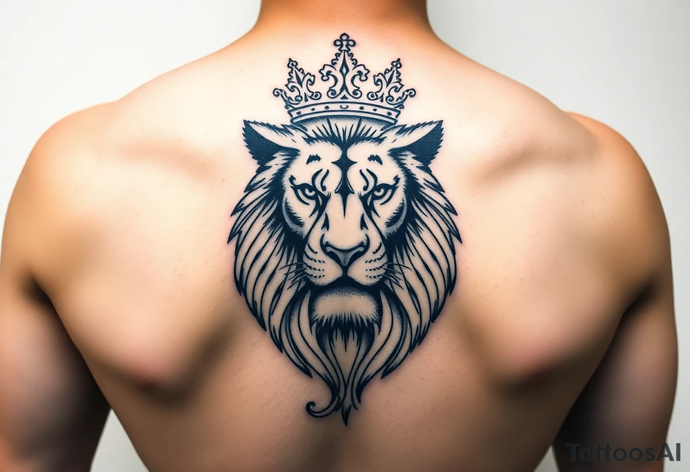 powerful majestic lion with a crown tattoo idea