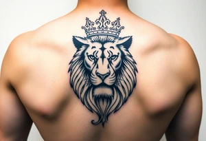 powerful majestic lion with a crown tattoo idea