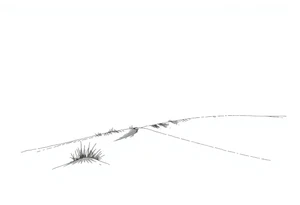 Landscape of sand dune and peasible sea (like in the north of France) in a minimalist style tattoo idea