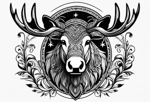 Native Moose at Lake tattoo idea