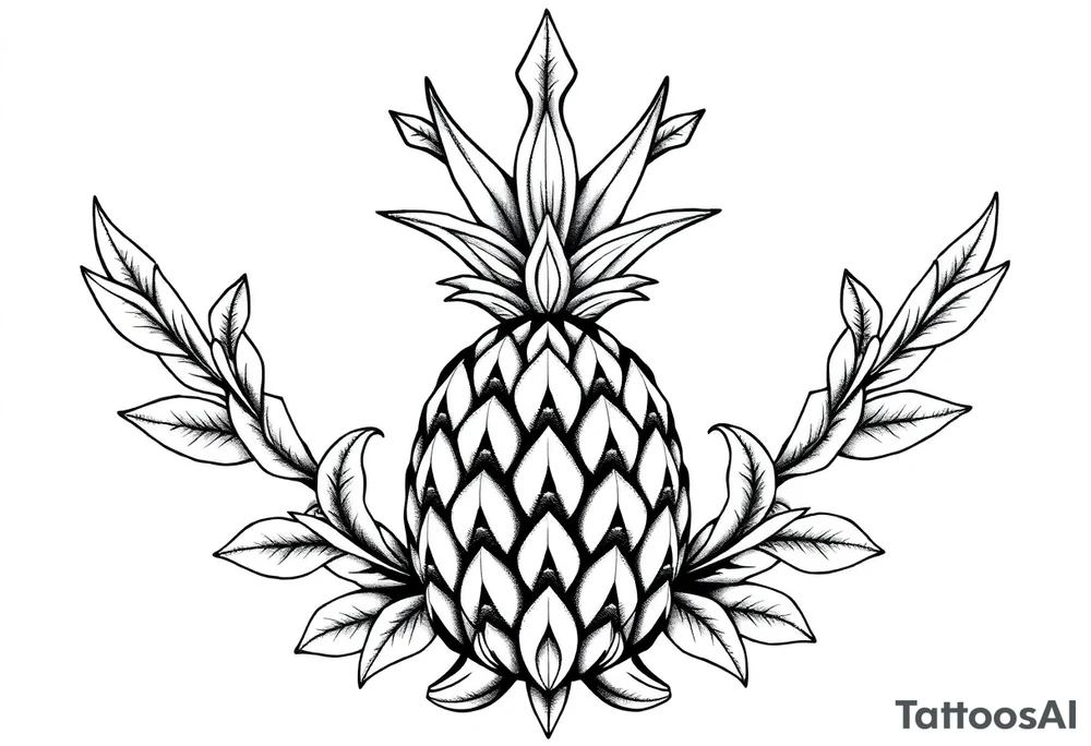 Majestic crown pineapple vagina and anus tattoo idea