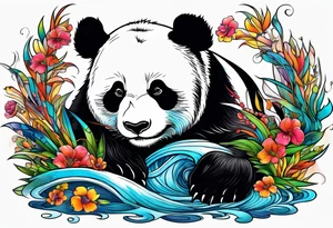 Crying panda in the hole tattoo idea