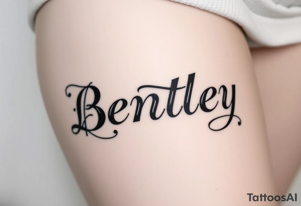 My son's name, Bentley, in Old English font tattoo idea