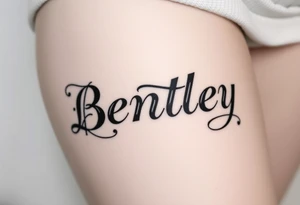 My son's name, Bentley, in Old English font tattoo idea