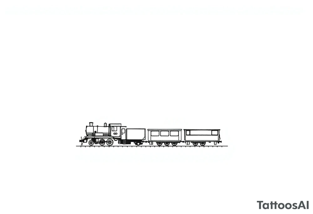 A modern train with carriages in the shape of a heart tattoo idea