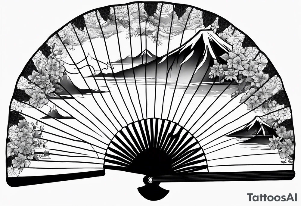 Japanese paper fan with long string tattoo idea