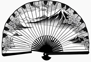 Japanese paper fan with long string tattoo idea