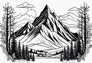 Strong mountain with a little flame tattoo idea