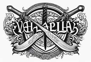 Valhalla sword shield axe tattoo idea