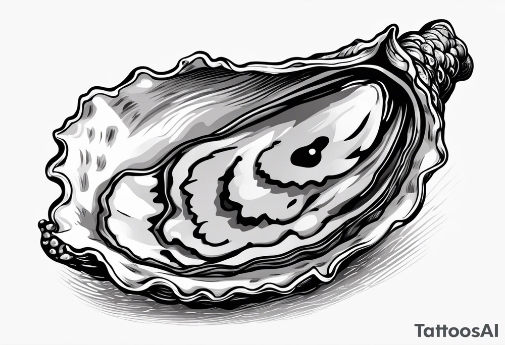single oyster with minimal detail tattoo idea