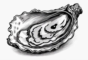 single oyster with minimal detail tattoo idea