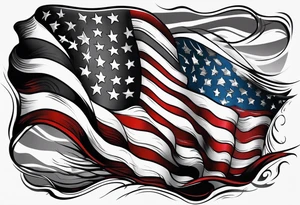 Drawing of American flag black and grey tattoo idea