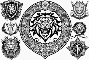 Valhalla shield sword lion dragon tattoo idea